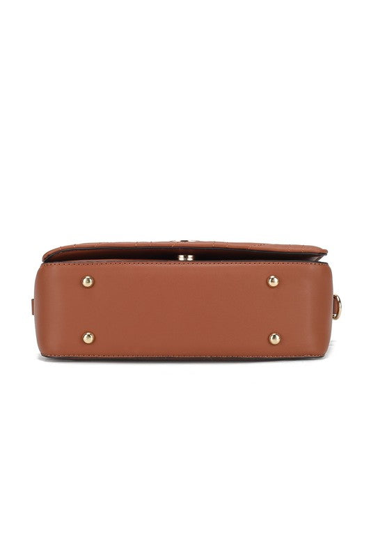 MKF Collection Arabella Shoulder Handbag Vegan Leather Gold-Tone Hardware Adjustable Strap Zipper Pocket Dimensions 9x6x3