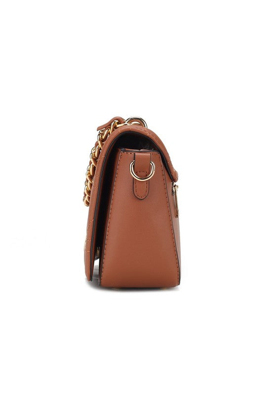 MKF Collection Arabella Shoulder Handbag Vegan Leather Gold-Tone Hardware Adjustable Strap Zipper Pocket Dimensions 9x6x3