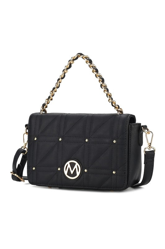 MKF Collection Arabella Shoulder Handbag Vegan Leather Gold-Tone Hardware Adjustable Strap Zipper Pocket Dimensions 9x6x3