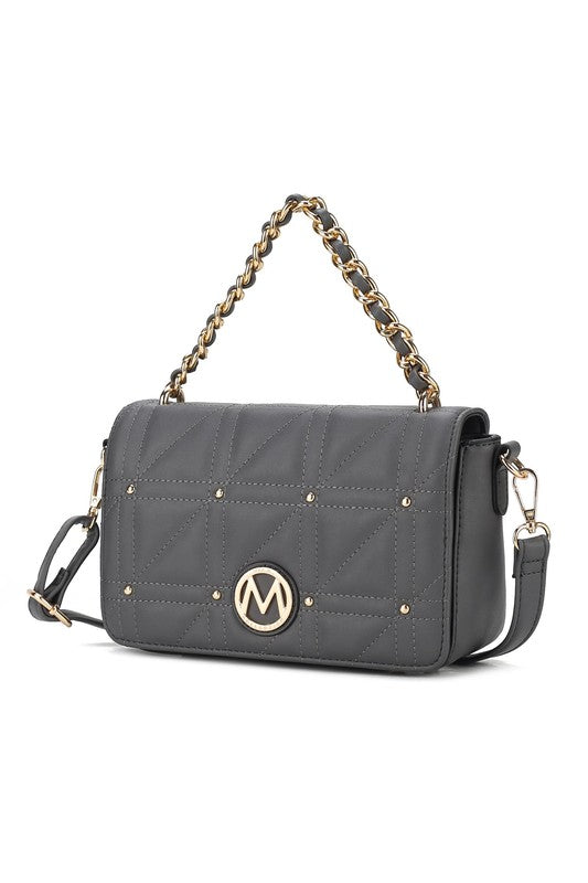 MKF Collection Arabella Shoulder Handbag Vegan Leather Gold-Tone Hardware Adjustable Strap Zipper Pocket Dimensions 9x6x3
