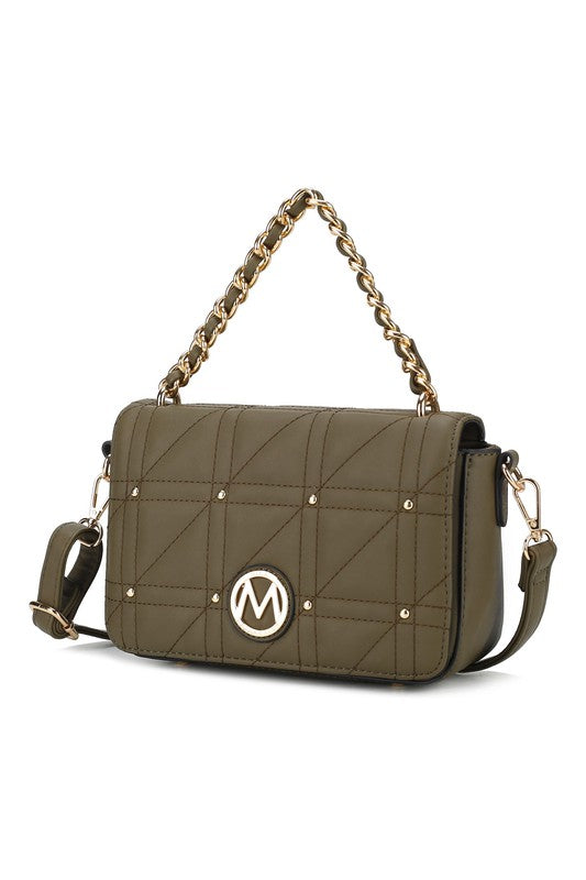 MKF Collection Arabella Shoulder Handbag Vegan Leather Gold-Tone Hardware Adjustable Strap Zipper Pocket Dimensions 9x6x3