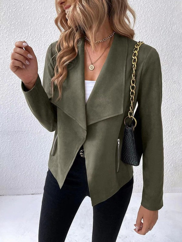 Faux suede blazer