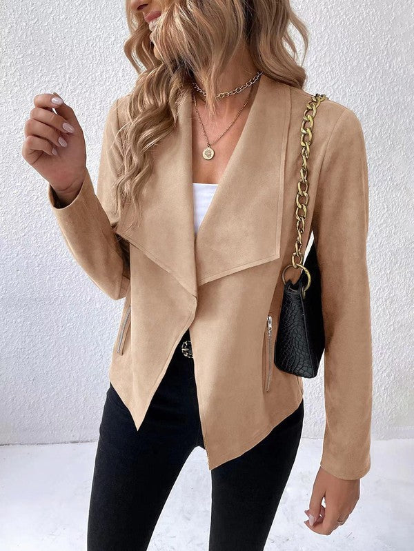 Faux suede blazer