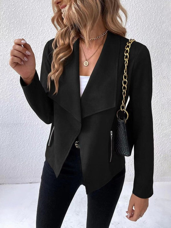 Faux suede blazer