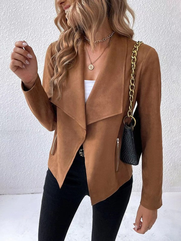 Faux suede blazer