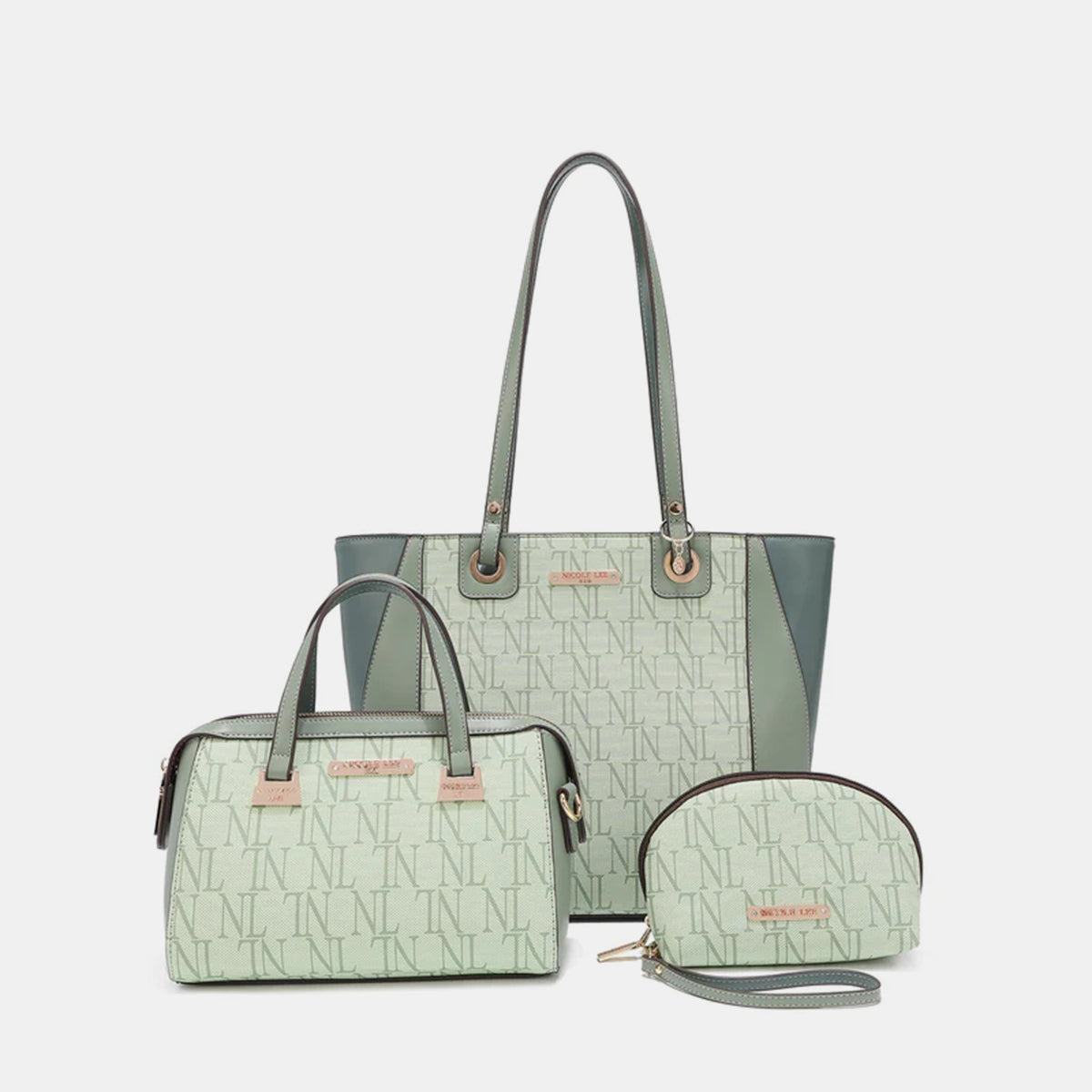 Nicole Lee USA 3-Piece Letter Print Texture Handbag Set - Spell Out Your Style in Style!