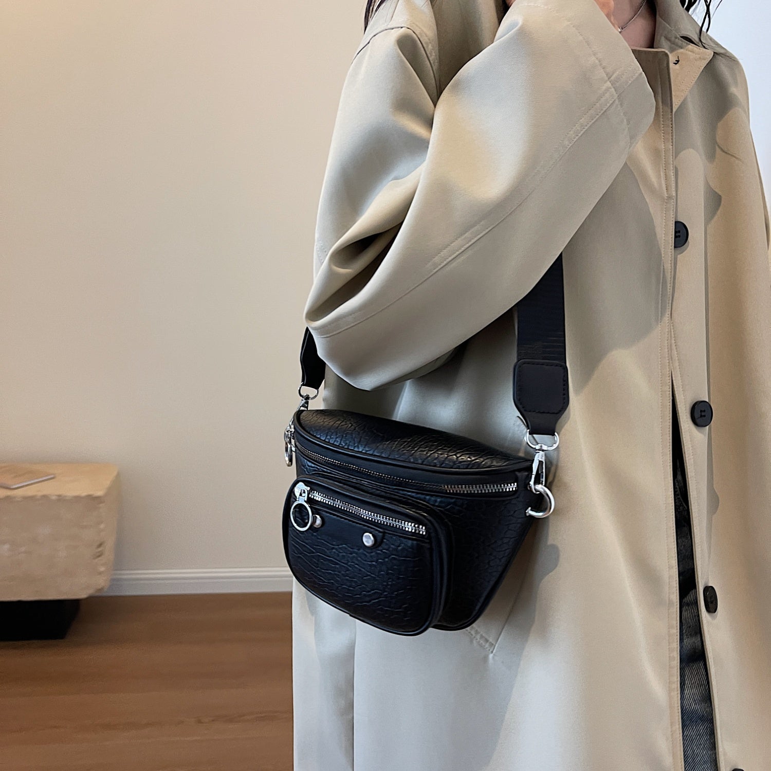 Texture  Vegan Leather Crossbody Bag - Effortless Style Elevation!