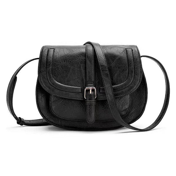 Blair Foldover Buckle Crossbody Bag Vegan Leather Magnetic Clasp Multiple Pockets Adjustable Strap Structured Body