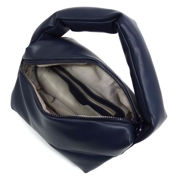 Puffy Tote Crossbody Bag Faux Vegan Leather Zip Top Closure Detachable Shoulder Strap 11.5L x 6.5H x 5.3W