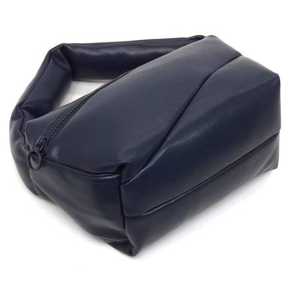 Puffy Tote Crossbody Bag Faux Vegan Leather Zip Top Closure Detachable Shoulder Strap 11.5L x 6.5H x 5.3W