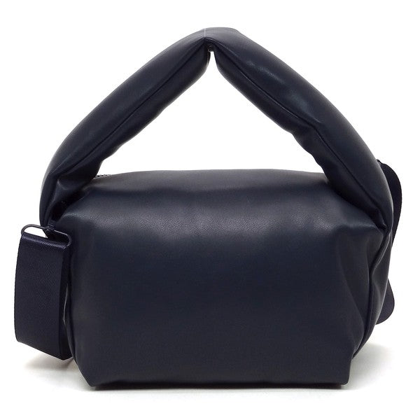 Puffy Tote Crossbody Bag Faux Vegan Leather Zip Top Closure Detachable Shoulder Strap 11.5L x 6.5H x 5.3W