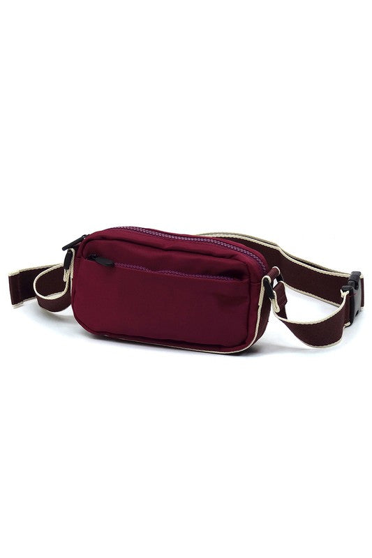 Nylon Crossbody Fanny Pack Bag with Adjustable Strap and Zip Closure