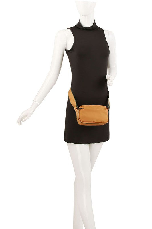 Nylon Crossbody Fanny Pack Bag with Adjustable Strap and Zip Closure
