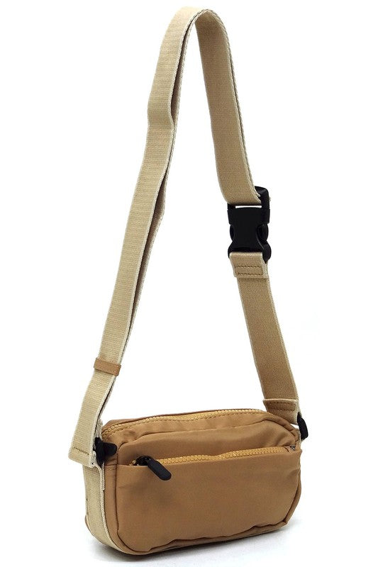 Nylon Crossbody Fanny Pack Bag with Adjustable Strap and Zip Closure