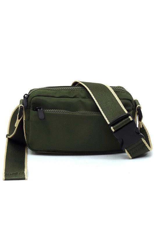 Nylon Crossbody Fanny Pack Bag with Adjustable Strap and Zip Closure