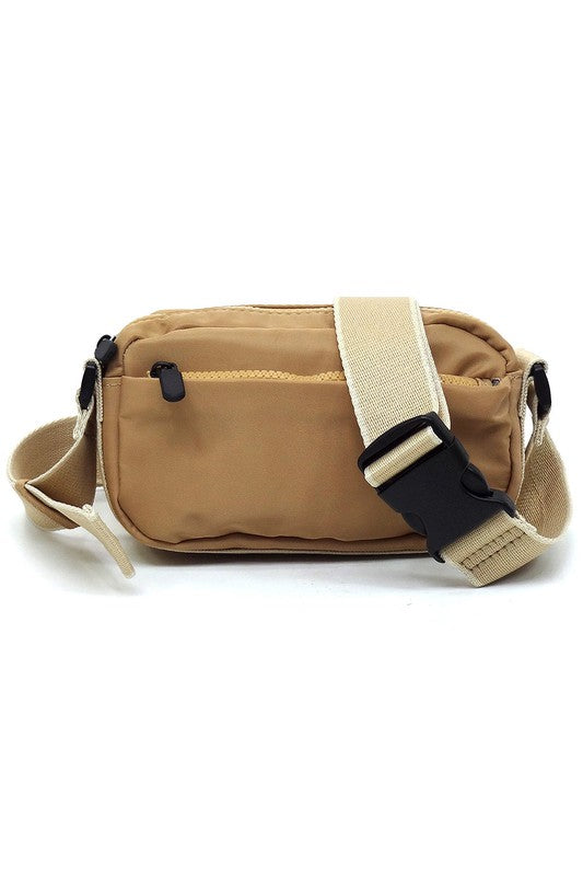 Nylon Crossbody Fanny Pack Bag with Adjustable Strap and Zip Closure
