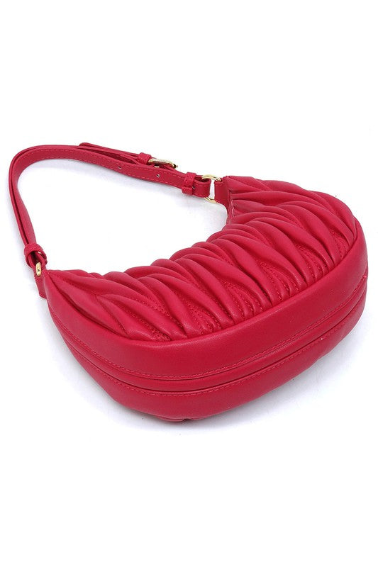 Chevron Quilted Hobo Bag Faux Vegan Leather Zip Top Closure Adjustable Strap