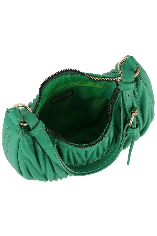 Chevron Quilted Hobo Bag Faux Vegan Leather Zip Top Closure Adjustable Strap