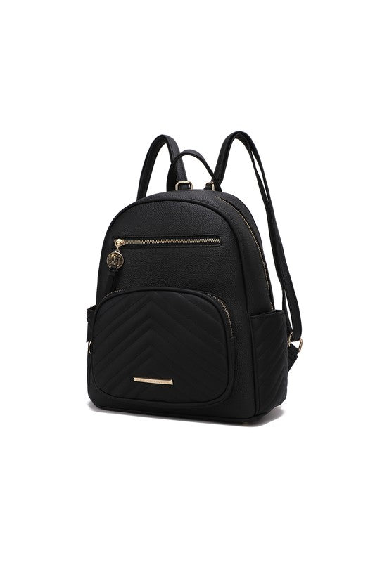 MKF Collection Romana Backpack Vegan Leather 13" W 13" H 5" D Zipper Closure Gold-tone Hardware Multiple Pockets