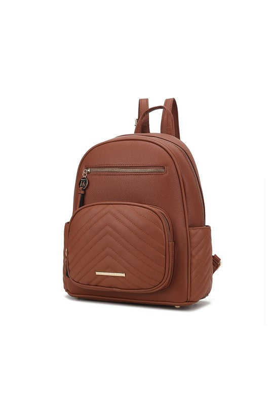 MKF Collection Romana Backpack Vegan Leather 13" W 13" H 5" D Zipper Closure Gold-tone Hardware Multiple Pockets