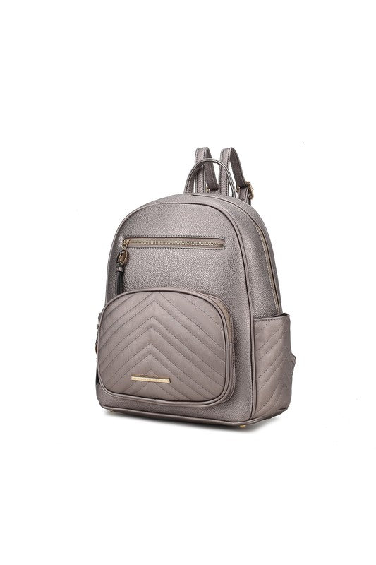 MKF Collection Romana Backpack Vegan Leather 13" W 13" H 5" D Zipper Closure Gold-tone Hardware Multiple Pockets