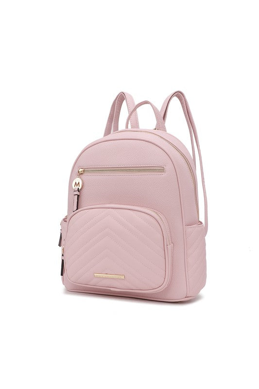 MKF Collection Romana Backpack Vegan Leather 13" W 13" H 5" D Zipper Closure Gold-tone Hardware Multiple Pockets