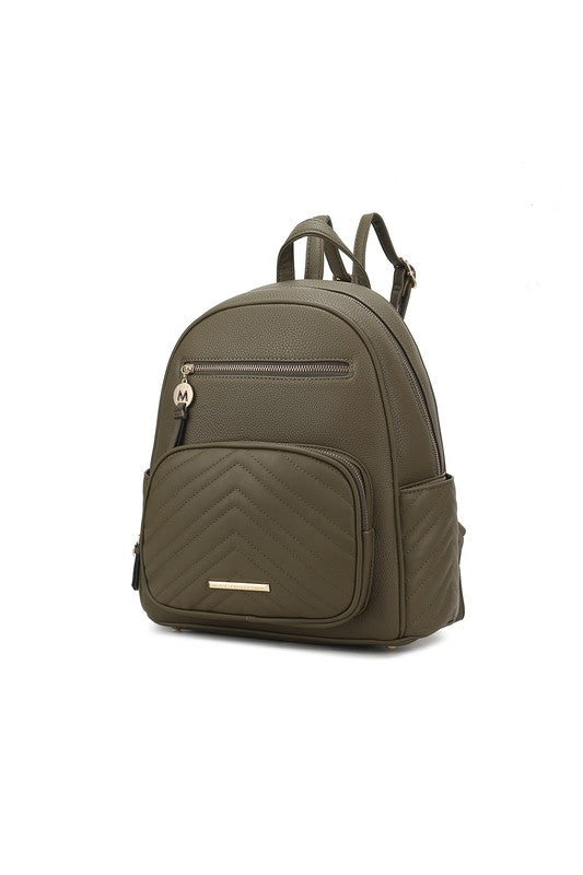 MKF Collection Romana Backpack Vegan Leather 13" W 13" H 5" D Zipper Closure Gold-tone Hardware Multiple Pockets