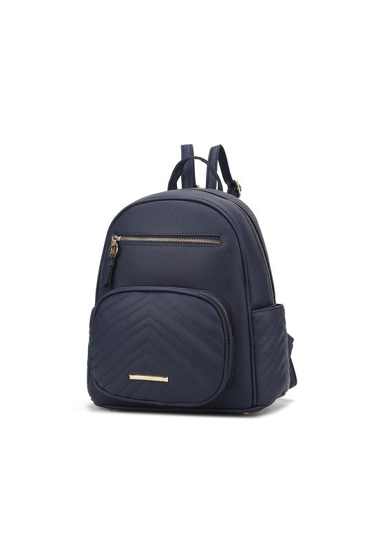 MKF Collection Romana Backpack Vegan Leather 13" W 13" H 5" D Zipper Closure Gold-tone Hardware Multiple Pockets