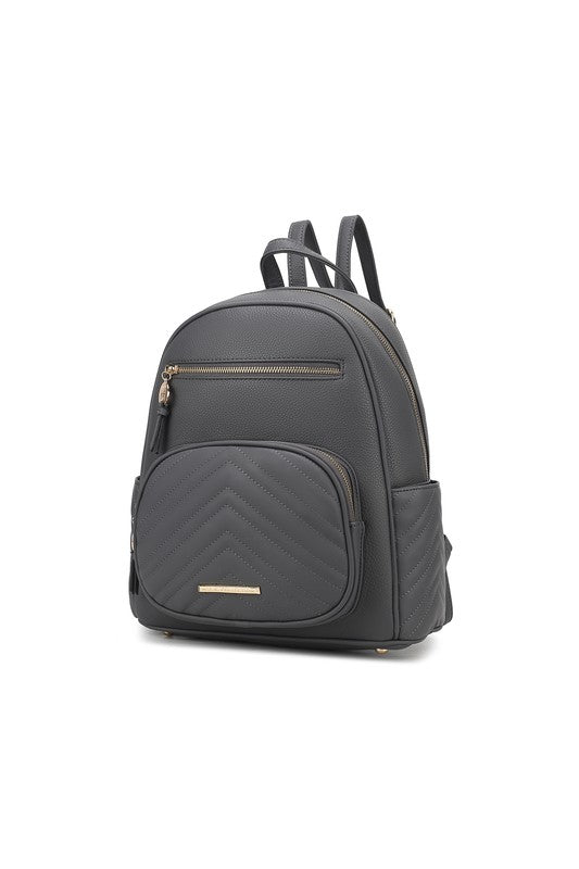 MKF Collection Romana Backpack Vegan Leather 13" W 13" H 5" D Zipper Closure Gold-tone Hardware Multiple Pockets