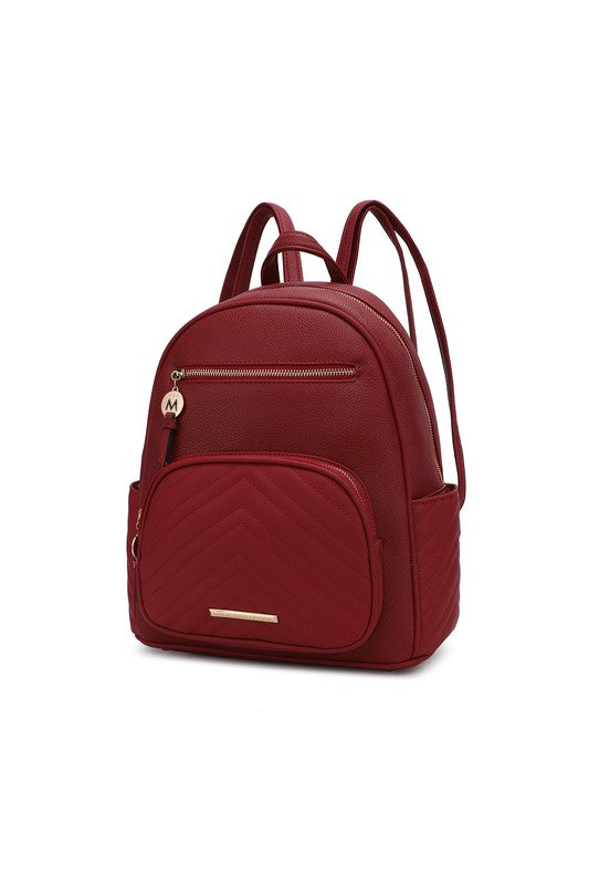 MKF Collection Romana Backpack Vegan Leather 13" W 13" H 5" D Zipper Closure Gold-tone Hardware Multiple Pockets