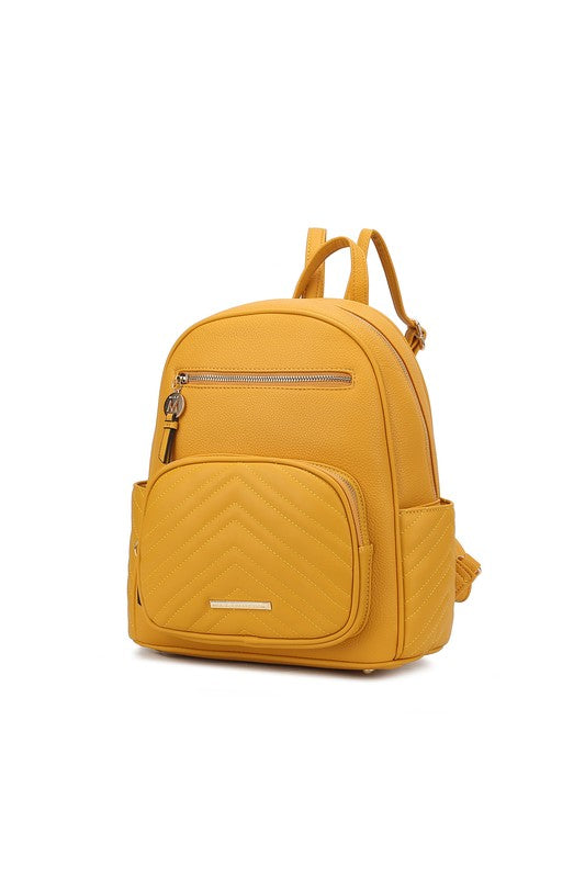 MKF Collection Romana Backpack Vegan Leather 13" W 13" H 5" D Zipper Closure Gold-tone Hardware Multiple Pockets