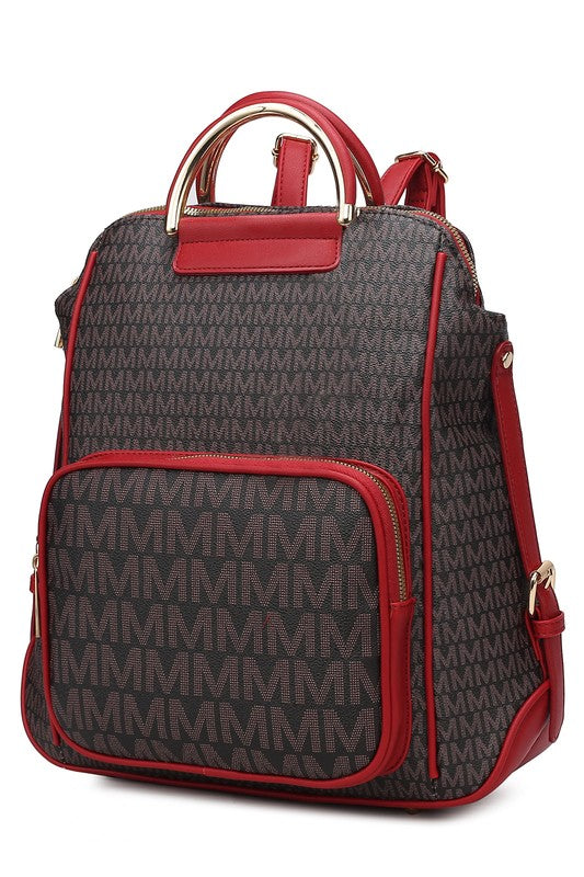 MKF Collection June Vegan Leather Printed Women's Backpack with Gold-tone Hardware and Multiple Compartment Features