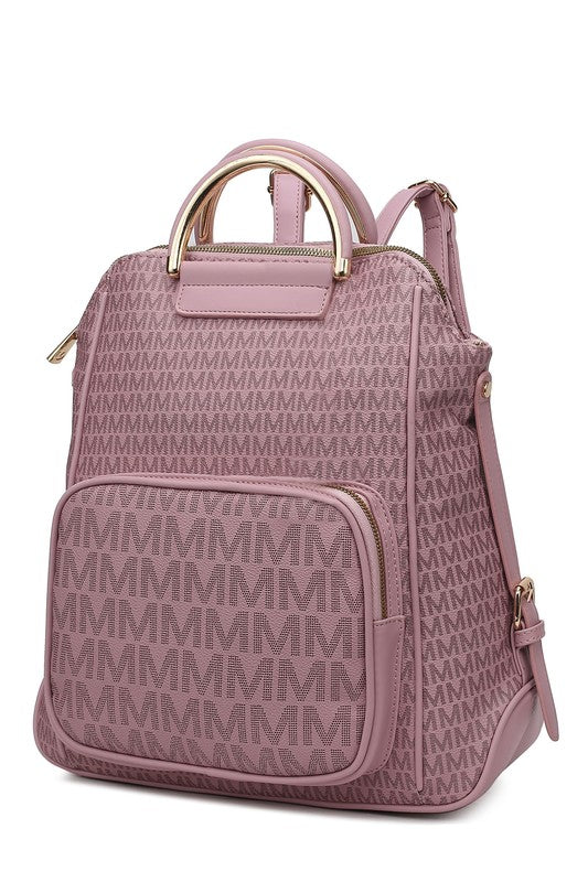 MKF Collection June Vegan Leather Printed Women's Backpack with Gold-tone Hardware and Multiple Compartment Features