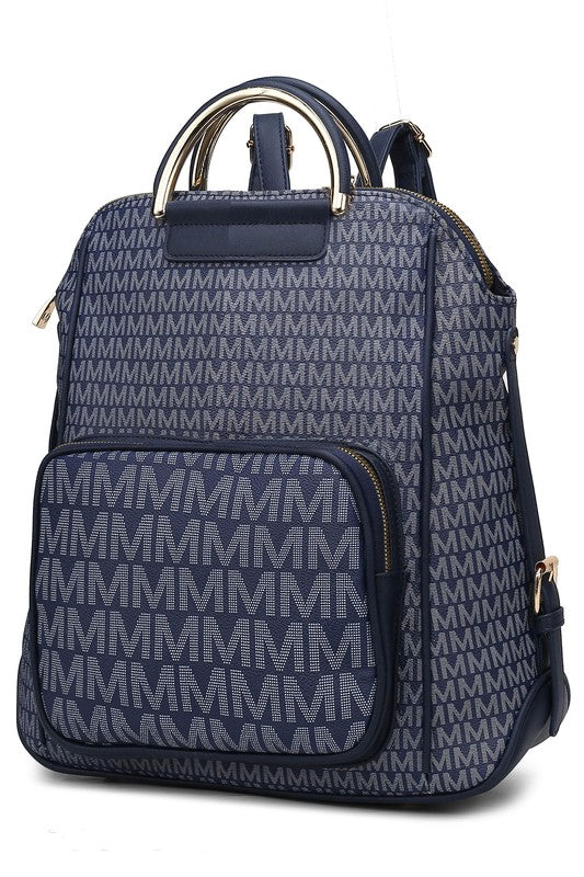 MKF Collection June Vegan Leather Printed Women's Backpack with Gold-tone Hardware and Multiple Compartment Features