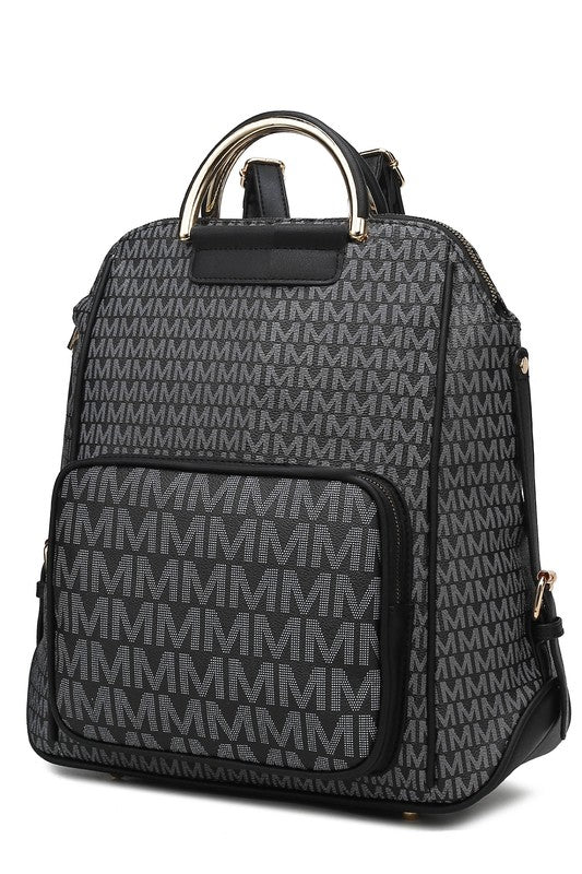 MKF Collection June Vegan Leather Printed Women's Backpack with Gold-tone Hardware and Multiple Compartment Features