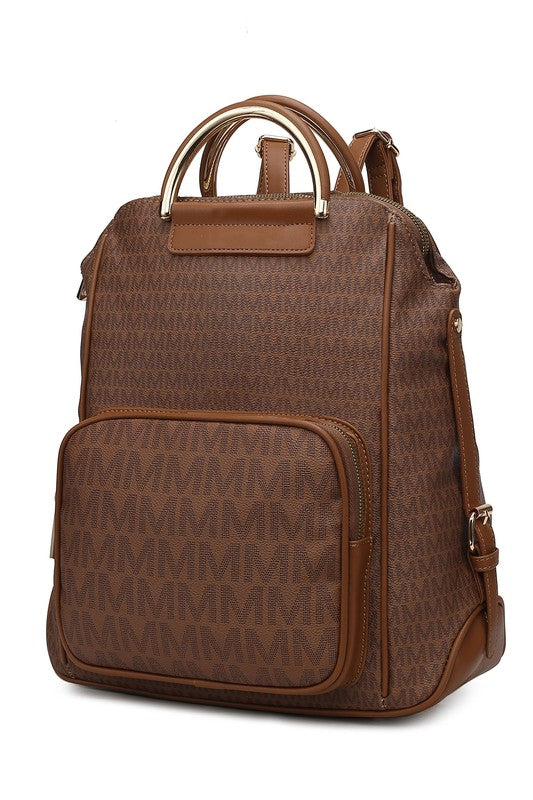 MKF Collection June Vegan Leather Printed Women's Backpack with Gold-tone Hardware and Multiple Compartment Features