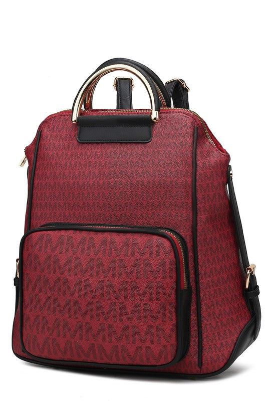 MKF Collection June Vegan Leather Printed Women's Backpack with Gold-tone Hardware and Multiple Compartment Features