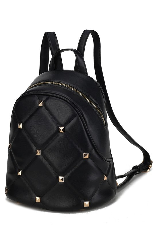 MKF Collection Hayden Vegan Leather Backpack with Gold-tone Hardware, Zip Fastening, Interior Zip and Slip Pockets