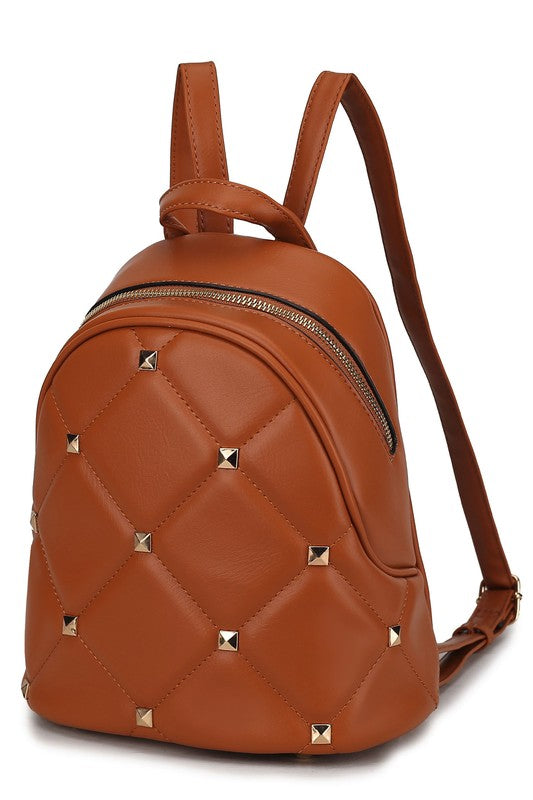 MKF Collection Hayden Vegan Leather Backpack with Gold-tone Hardware, Zip Fastening, Interior Zip and Slip Pockets