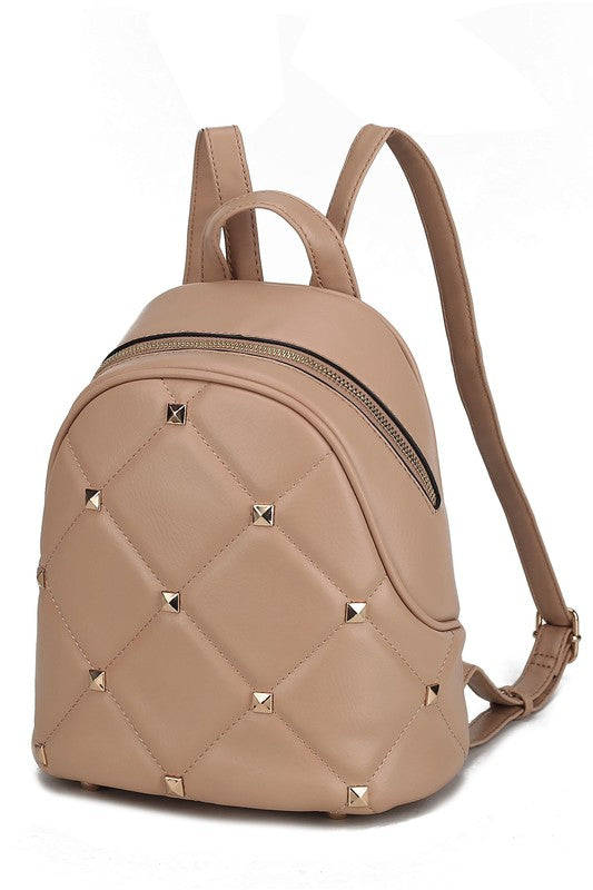 MKF Collection Hayden Vegan Leather Backpack with Gold-tone Hardware, Zip Fastening, Interior Zip and Slip Pockets