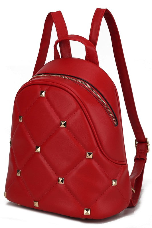 MKF Collection Hayden Vegan Leather Backpack with Gold-tone Hardware, Zip Fastening, Interior Zip and Slip Pockets