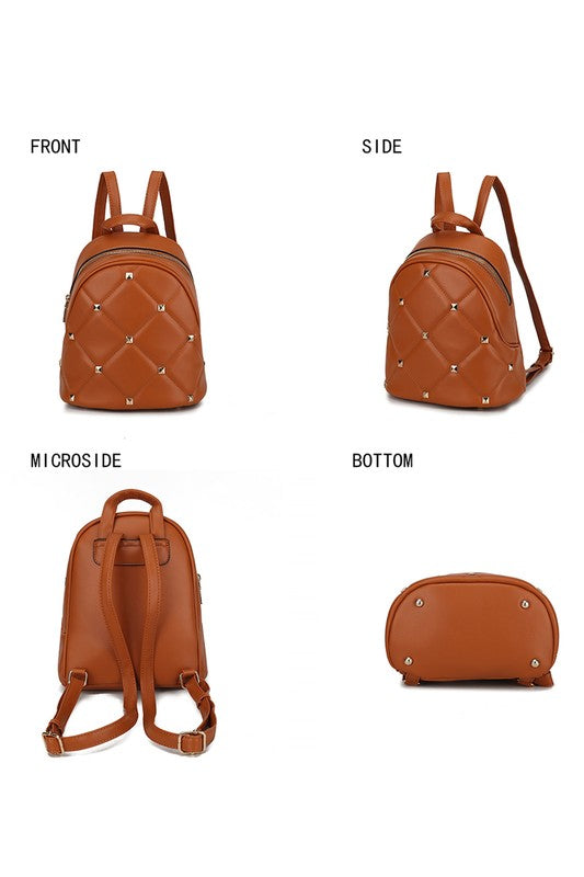 MKF Collection Hayden Vegan Leather Backpack with Gold-tone Hardware, Zip Fastening, Interior Zip and Slip Pockets