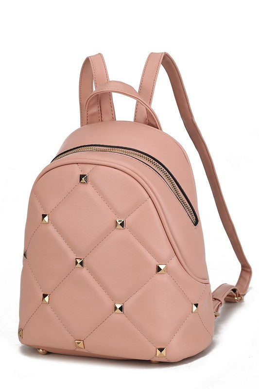 MKF Collection Hayden Vegan Leather Backpack with Gold-tone Hardware, Zip Fastening, Interior Zip and Slip Pockets