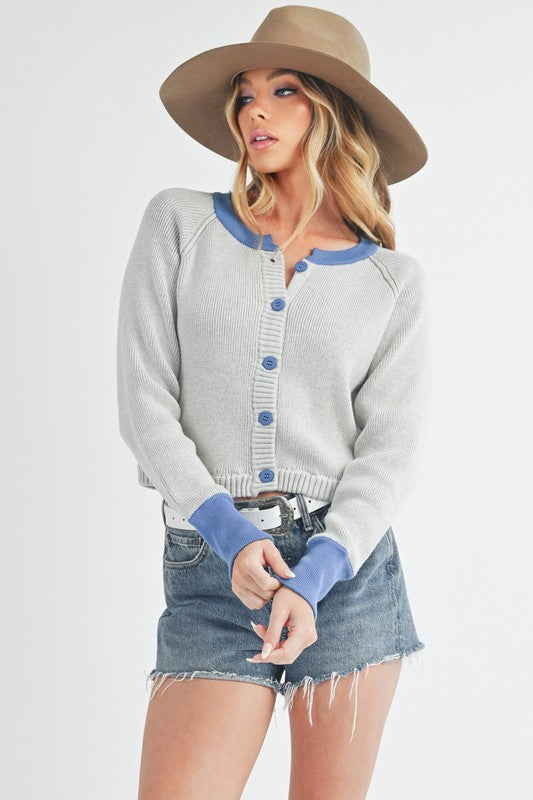 Women's Meadow Cardigan Cotton Relaxed Fit Button-Front Scoop Neck Ribbed Trim Cozy Lightweight Layering
