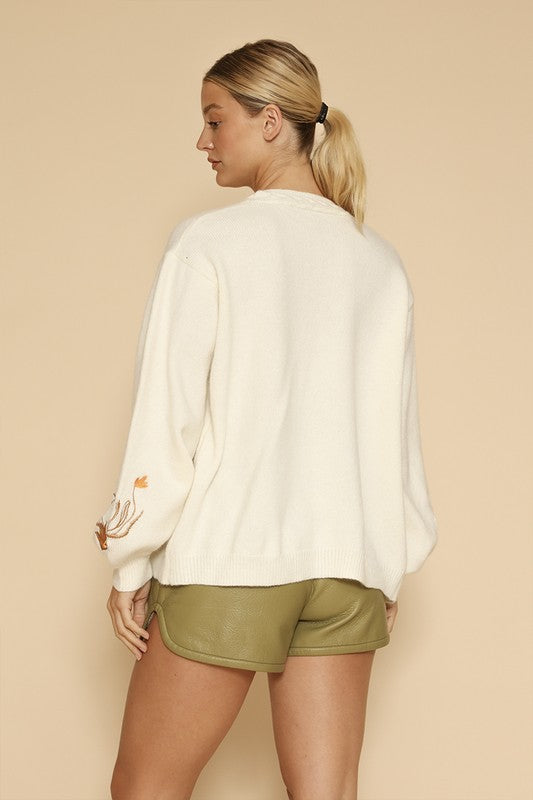 Embroidered detail cardigan