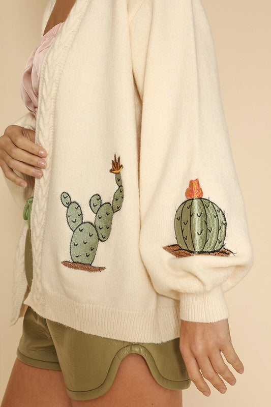 Embroidered detail cardigan