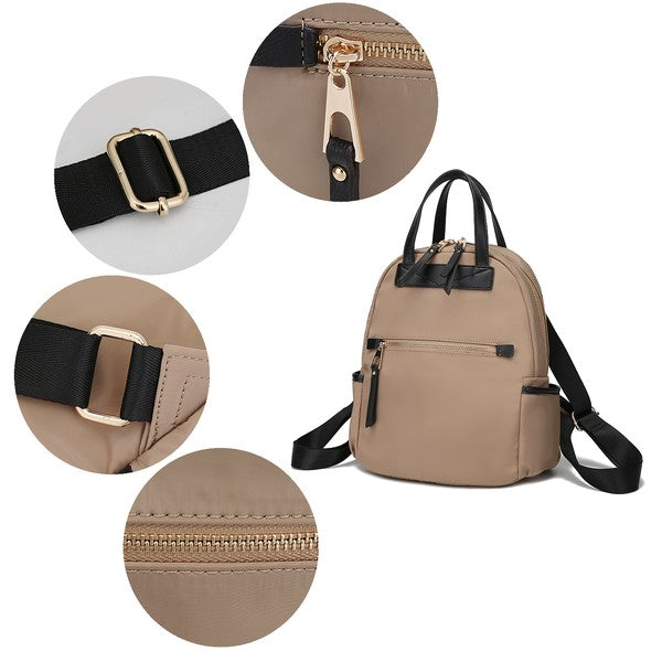 MKF Collection Greer Nylon Backpack Mia K Eco-Friendly Fabric Lining Top Zipper Closure Adjustable Straps Multiple Pockets