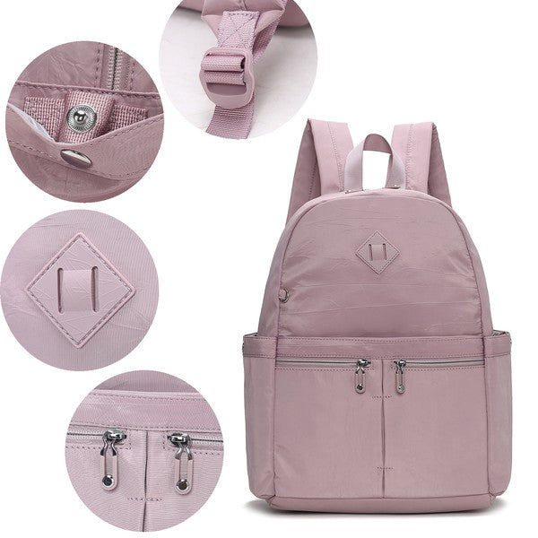 MKF Tatum Women's Backpack Mia K Silver-Tone Hardware Double Zipper Fastening Laptop Compartment Trolley Sleeve