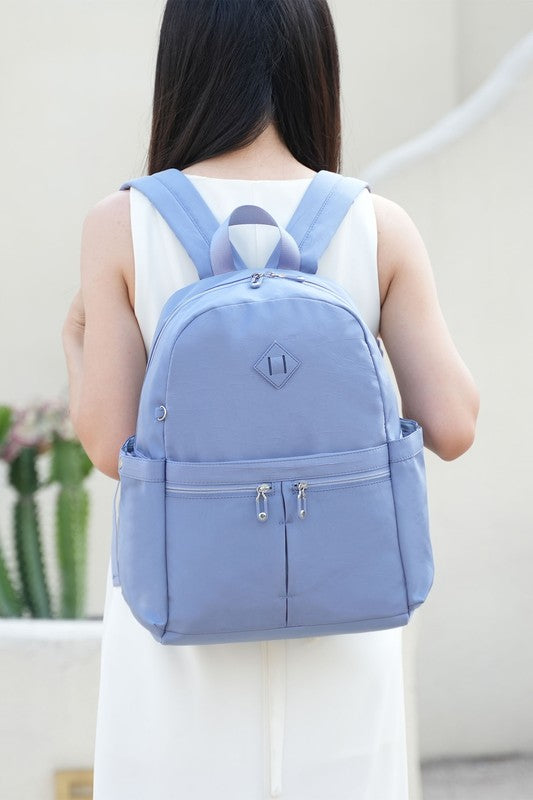 MKF Tatum Women's Backpack Mia K Silver-Tone Hardware Double Zipper Fastening Laptop Compartment Trolley Sleeve
