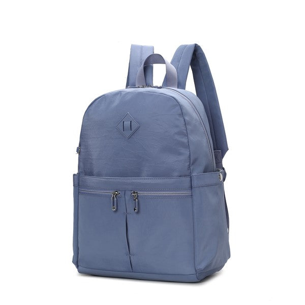 MKF Tatum Women's Backpack Mia K Silver-Tone Hardware Double Zipper Fastening Laptop Compartment Trolley Sleeve